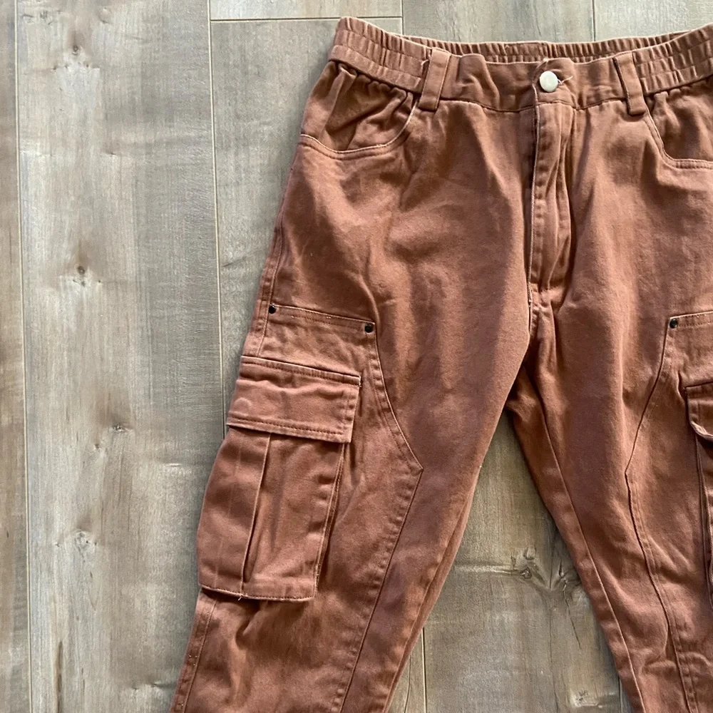 AMERICAN STITCH Stretch Cotton Twill Cargo Pants in Brown